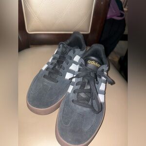 Adidas womens  Gray and White Sneakers with Gold Accents